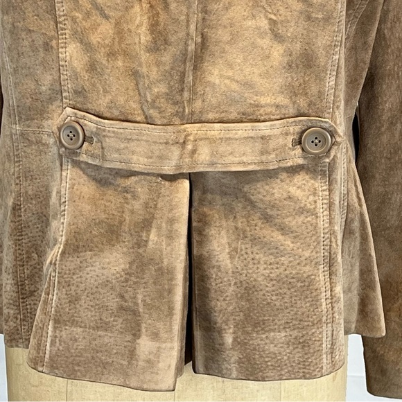 Leather suede blazer women’s suit jacket coat earthy brown tailored LOFT - Picture 7 of 11